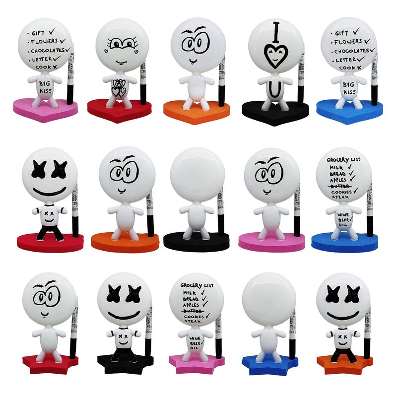Estudio MW Valentine's Day Gifts - TITTO in Love, Draw Your Ideas - Home Gift - Deco Your Desk - Ceramic Doll - Titto The Dry Erase Message & Memo Doll Whiteboard - Blue Office (Blue) - Image 4